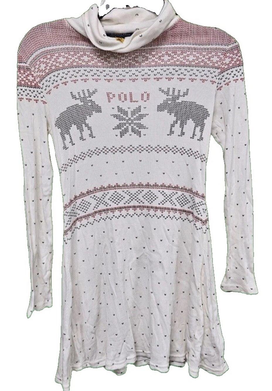 Polo Ralph Lauren Fair Isle Reindeer Tunic Modal Cotton Thermal Sweater Dress M